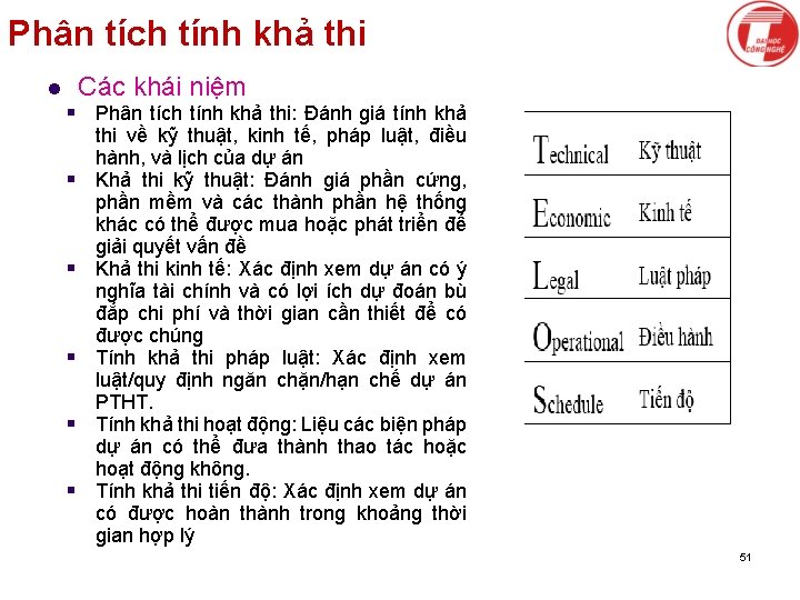 Phân tích tính khả thi Các khái niệm l § Phân tích tính khả