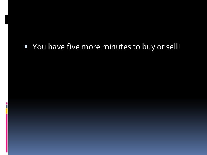  You have five more minutes to buy or sell! 