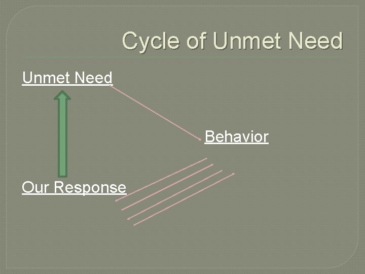 Cycle of Unmet Need Behavior Our Response 