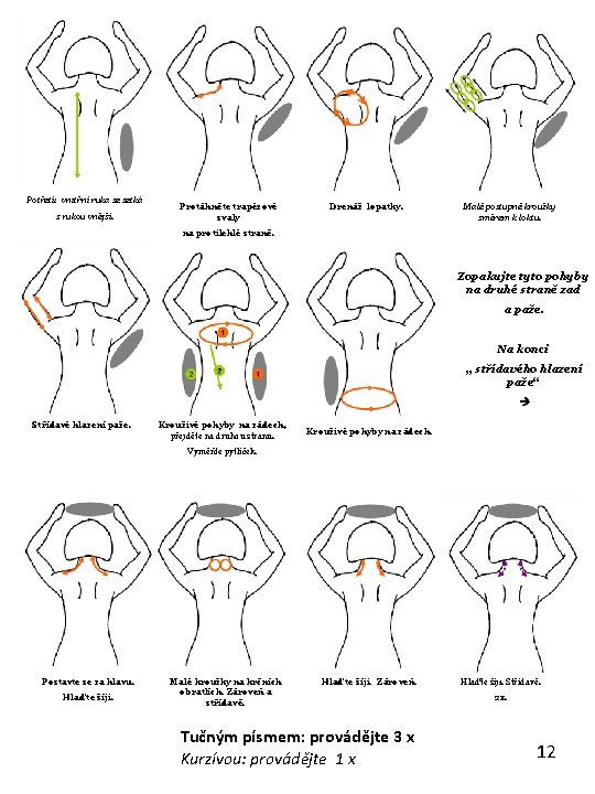 Potřetí: vnitřní ruka se setká s rukou vnější. Protáhněte trapézové svaly Drenáž lopatky. Malé
