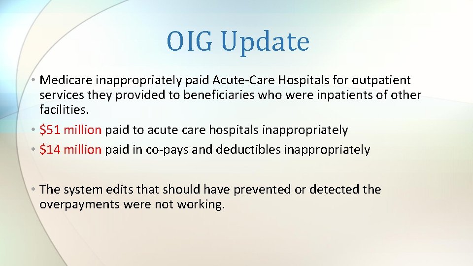 Medicare Updates January 2018 TIDBITS BNP Testing OIG