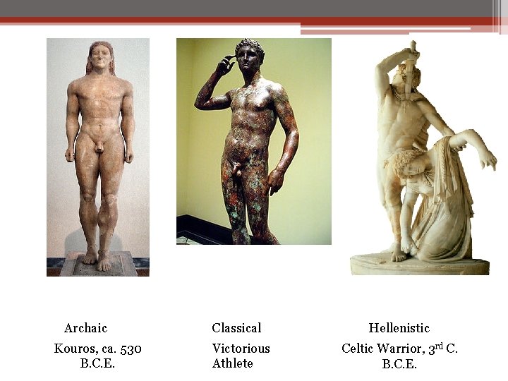 Archaic Kouros, ca. 530 B. C. E. Classical Victorious Athlete Hellenistic Celtic Warrior, 3