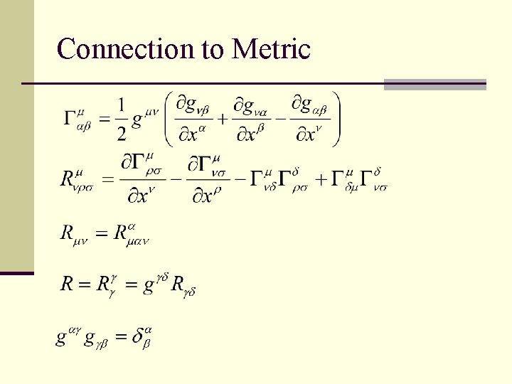 Connection to Metric 