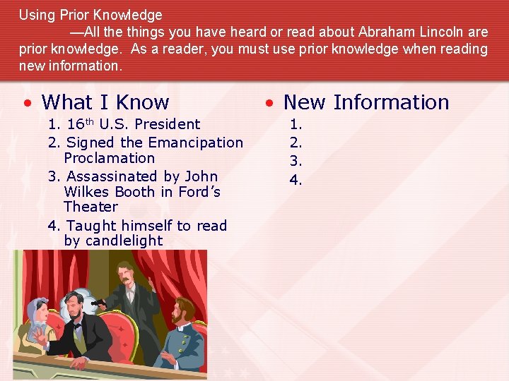 Using Prior Knowledge —All the things you have heard or read about Abraham Lincoln