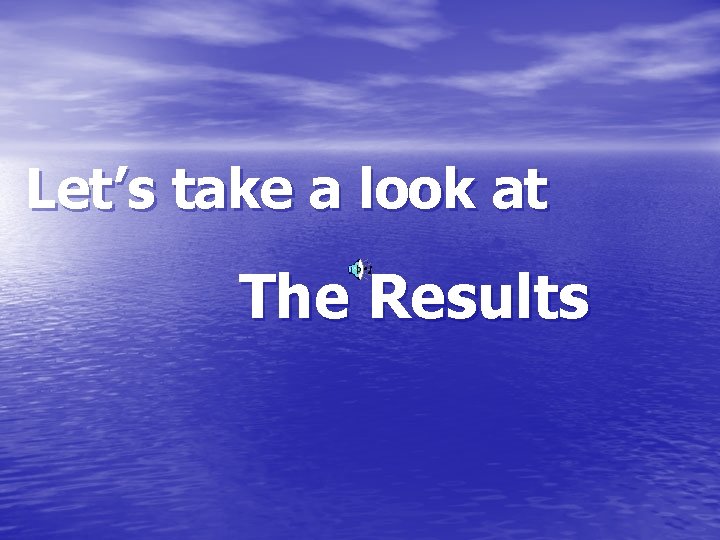 Let’s take a look at The Results 