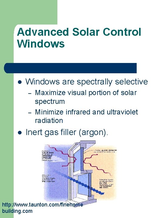 Advanced Solar Control Windows are spectrally selective – – l Maximize visual portion of