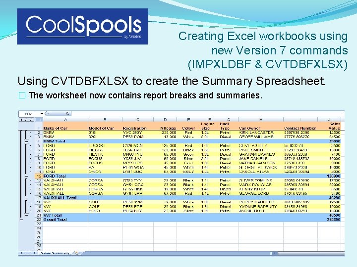 Creating Excel workbooks using new Version 7 commands (IMPXLDBF & CVTDBFXLSX) Using CVTDBFXLSX to Creating Excel workbooks using new Version 7 commands (IMPXLDBF & CVTDBFXLSX) Using CVTDBFXLSX to