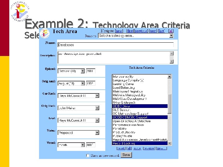 Example 2: Technology Area Criteria Selection 