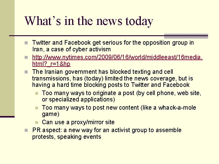 What’s in the news today n Twitter and Facebook get serious for the opposition