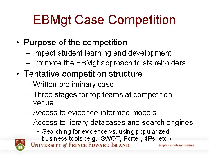 The Case for Competition Learning About EvidenceBased Management