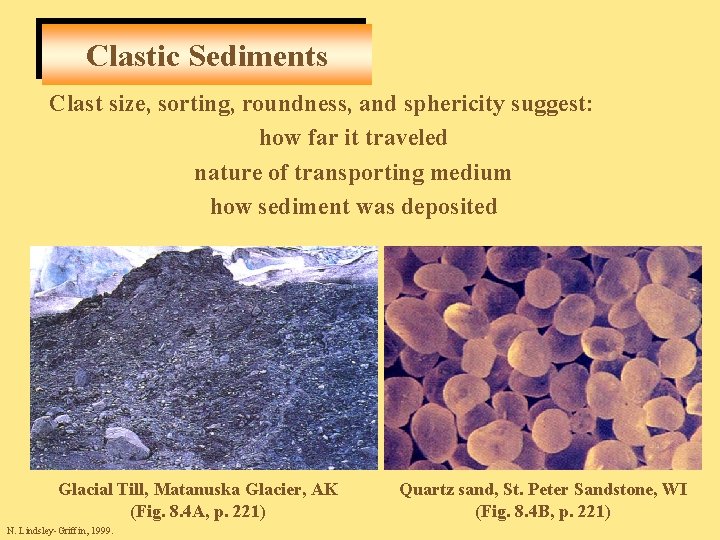 Clastic Sediments Clast size, sorting, roundness, and sphericity suggest: how far it traveled nature