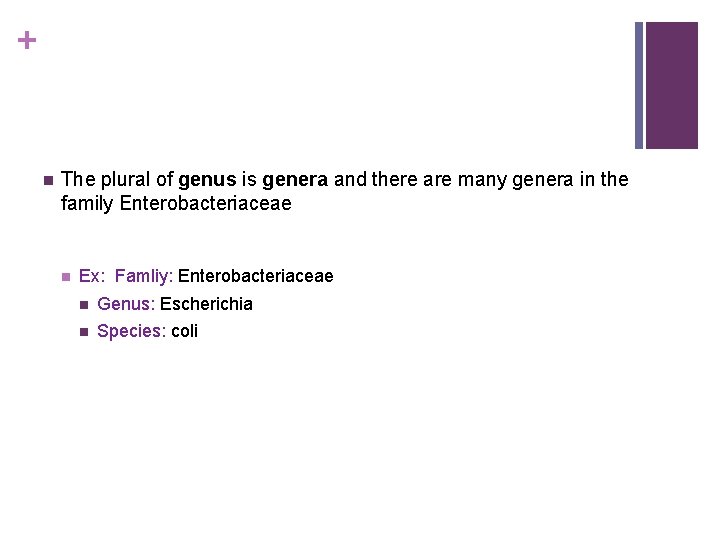 + n The plural of genus is genera and there are many genera in