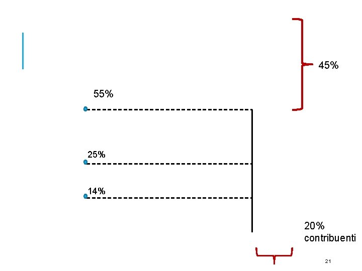 45% 55% 25% 14% 20% contribuenti 21 