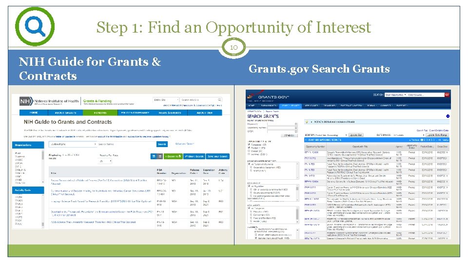 Step 1: Find an Opportunity of Interest 10 NIH Guide for Grants & Contracts