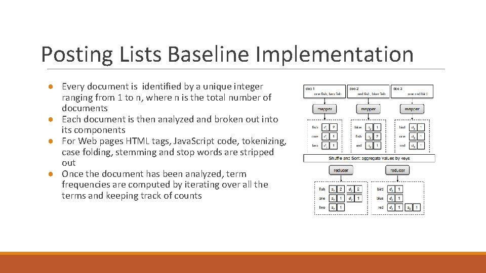 Posting Lists Baseline Implementation ● Every document is identified by a unique integer ranging Posting Lists Baseline Implementation ● Every document is identified by a unique integer ranging