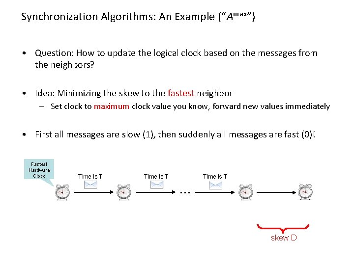 Synchronization Algorithms: An Example (“Amax”) • Question: How to update the logical clock based