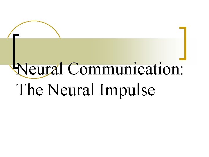 Neural Communication: The Neural Impulse 