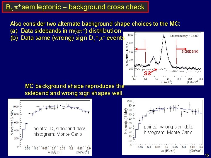 Bs p± semileptonic – background cross check Also consider two alternate background shape choices