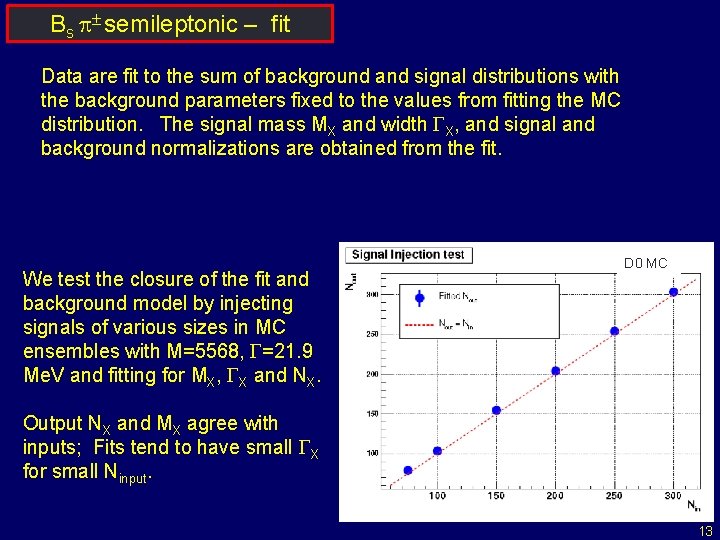 Bs p± semileptonic – fit Data are fit to the sum of background and