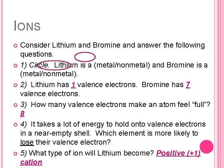 IONIC BONDING 2014 2015 Science 8 Ion an
