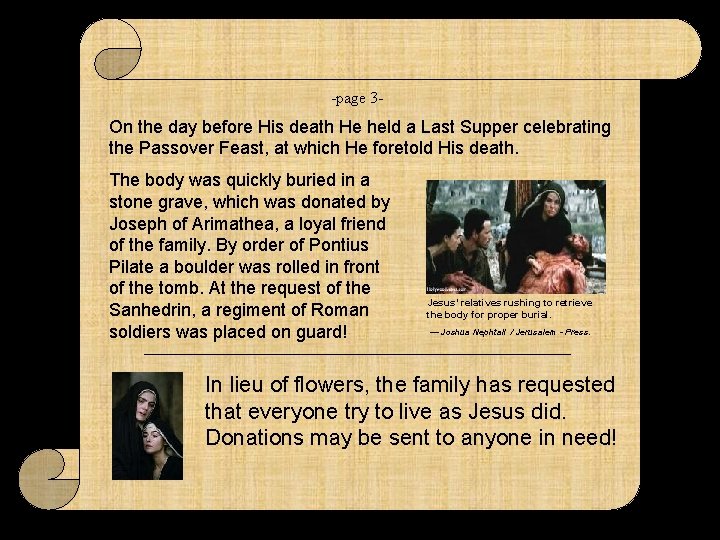 -page 3 - On the day before His death He held a Last Supper