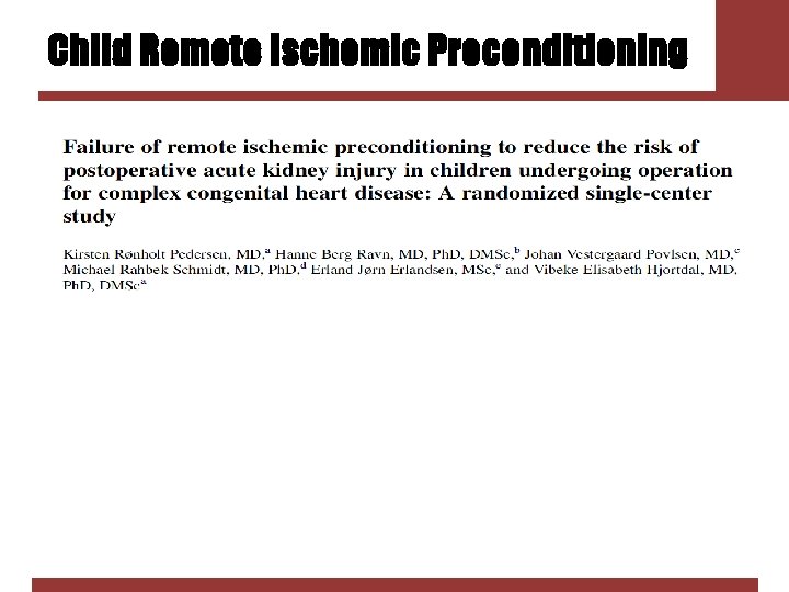 Child Remote Ischemic Preconditioning 