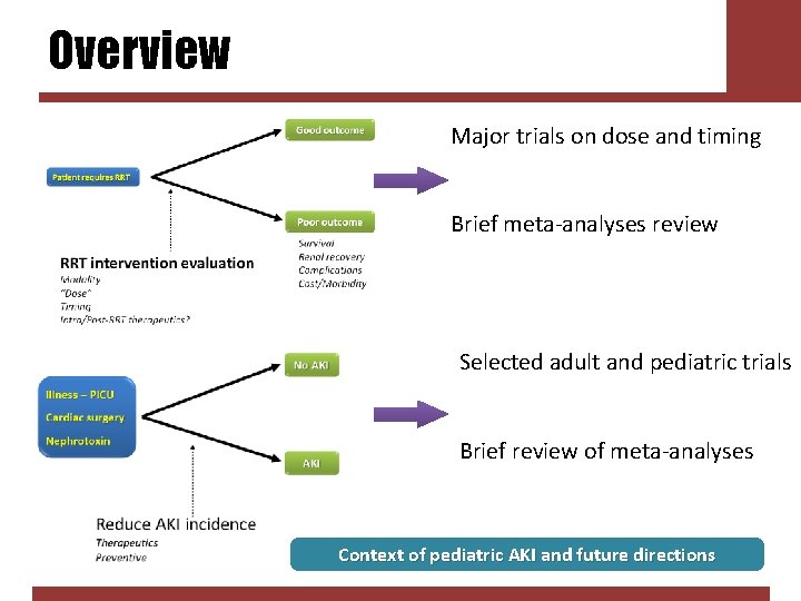 Overview Major trials on dose and timing Brief meta-analyses review Selected adult and pediatric