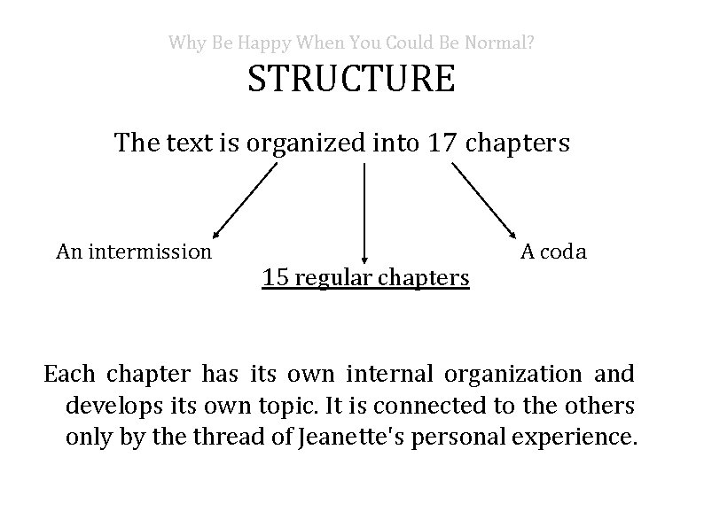 Why Be Happy When You Could Be Normal? STRUCTURE The text is organized into
