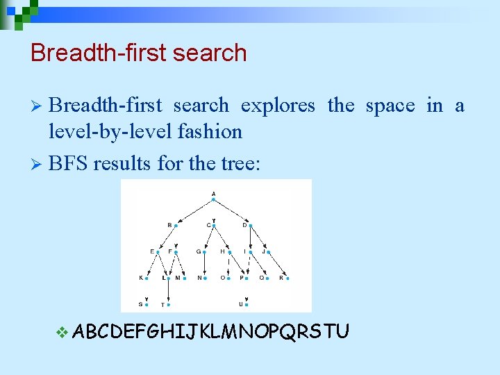 Breadth-first search explores the space in a level-by-level fashion Ø BFS results for the