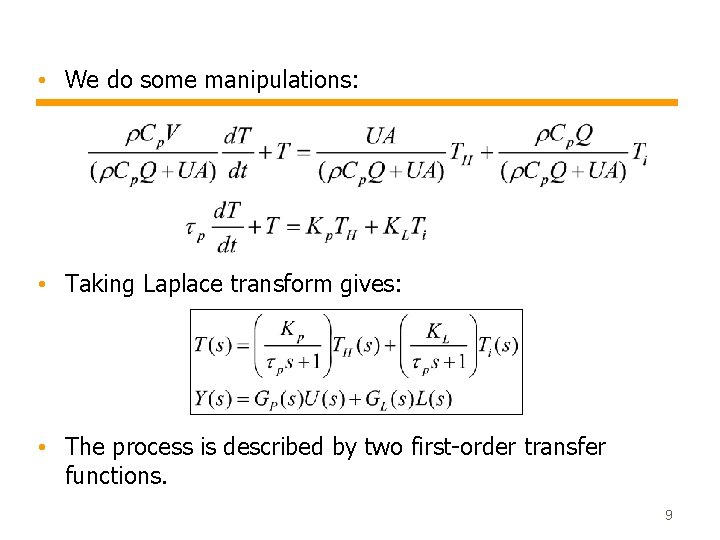 • We do some manipulations: • Taking Laplace transform gives: • The process • We do some manipulations: • Taking Laplace transform gives: • The process