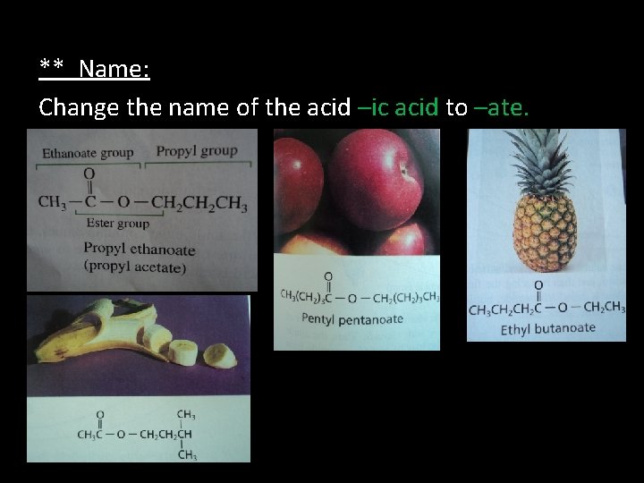** Name: Change the name of the acid –ic acid to –ate. 