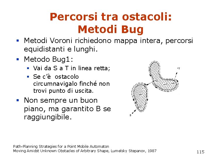 Percorsi tra ostacoli: Metodi Bug § Metodi Voroni richiedono mappa intera, percorsi equidistanti e