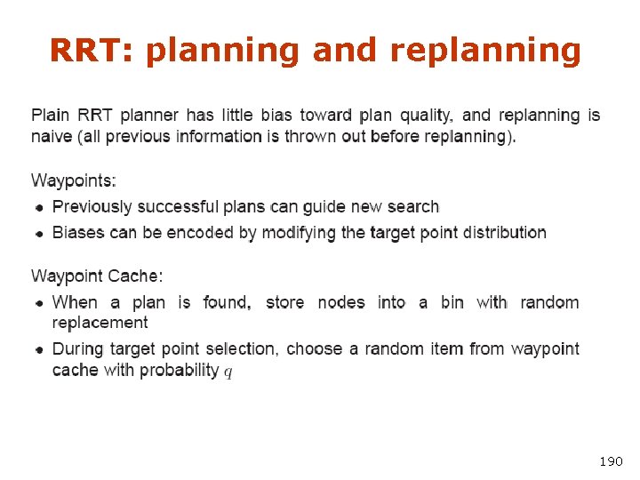RRT: planning and replanning 190 