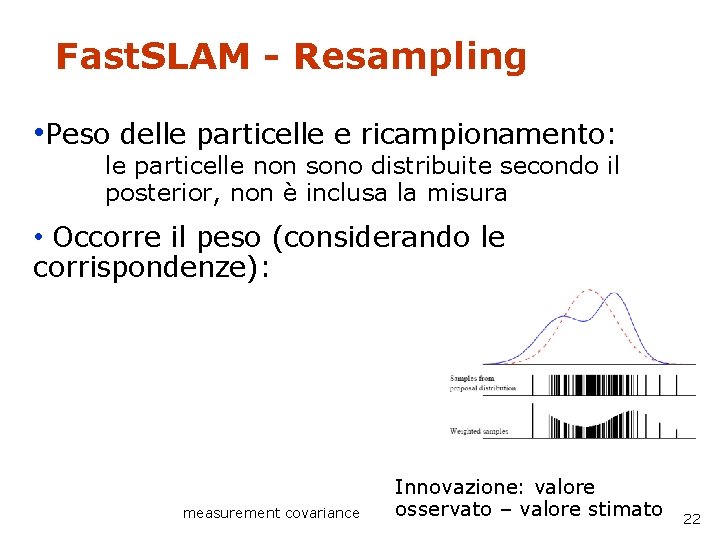 Fast. SLAM - Resampling • Peso delle particelle e ricampionamento: le particelle non sono