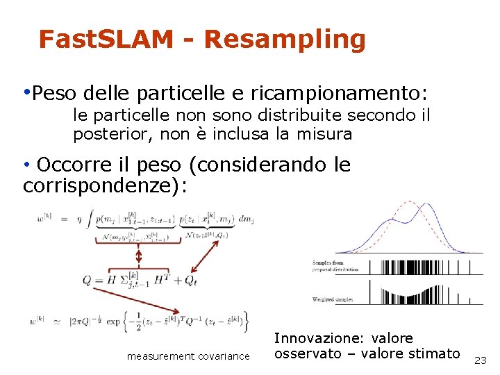 Fast. SLAM - Resampling • Peso delle particelle e ricampionamento: le particelle non sono