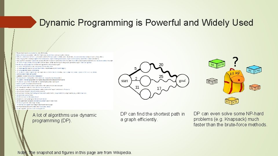 Dynamic Programming is Powerful and Widely Used A lot of algorithms use dynamic programming Dynamic Programming is Powerful and Widely Used A lot of algorithms use dynamic programming