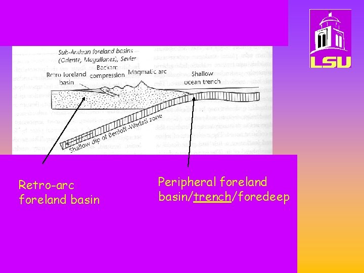 Retro-arc foreland basin Peripheral foreland basin/trench/foredeep 