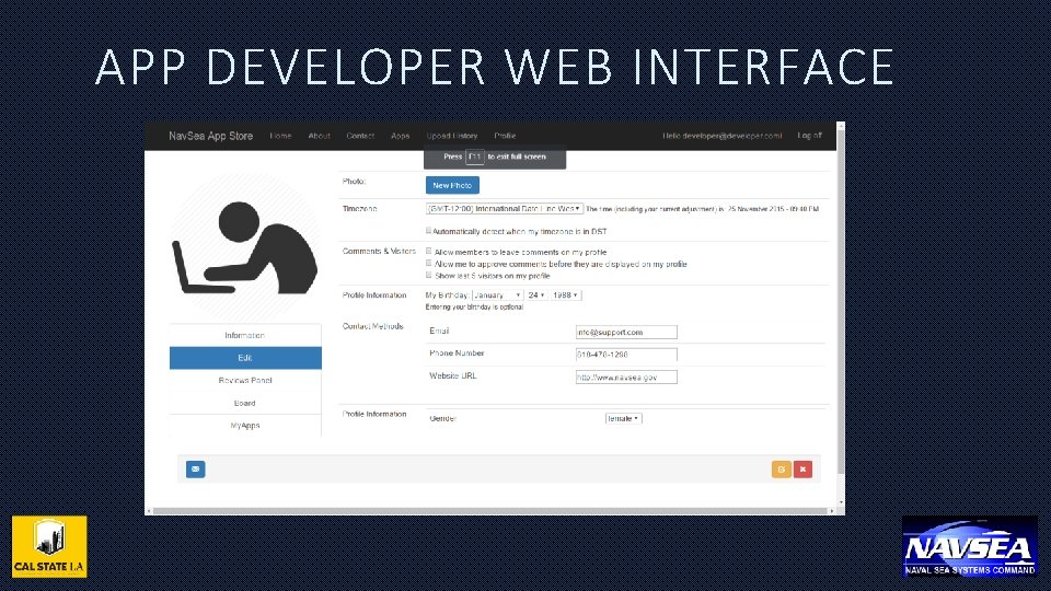 APP DEVELOPER WEB INTERFACE 