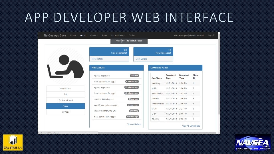 APP DEVELOPER WEB INTERFACE 