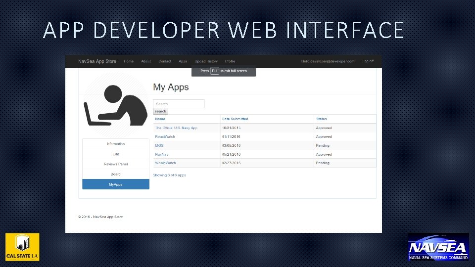 APP DEVELOPER WEB INTERFACE 