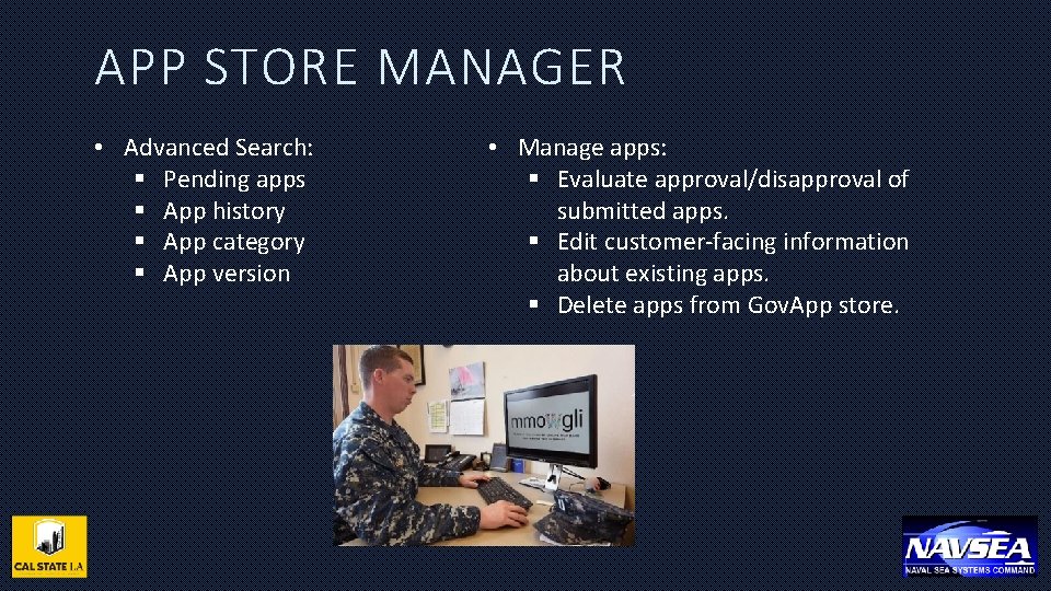 APP STORE MANAGER • Advanced Search: § Pending apps § App history § App