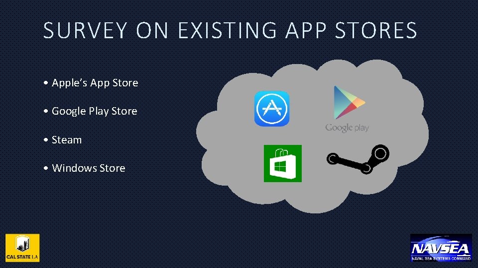 SURVEY ON EXISTING APP STORES • Apple’s App Store • Google Play Store •