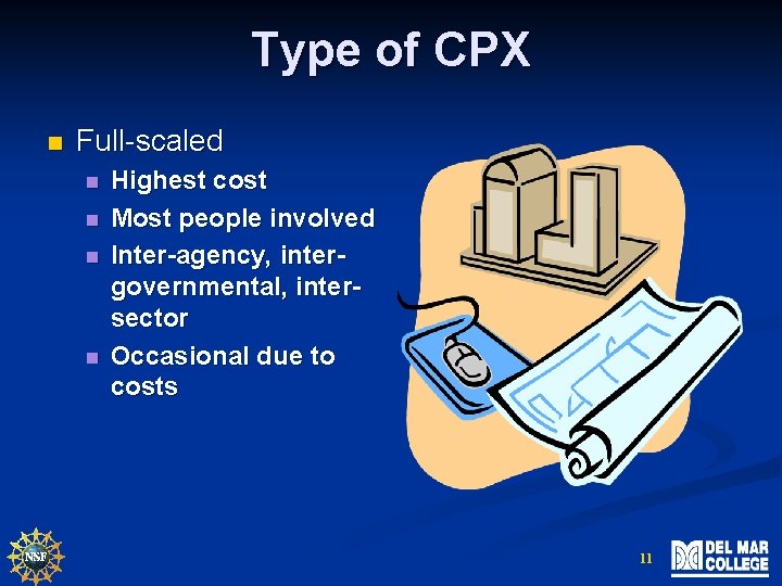 Type of CPX n Full-scaled n n Highest cost Most people involved Inter-agency, intergovernmental,