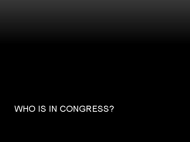 WHO IS IN CONGRESS? 