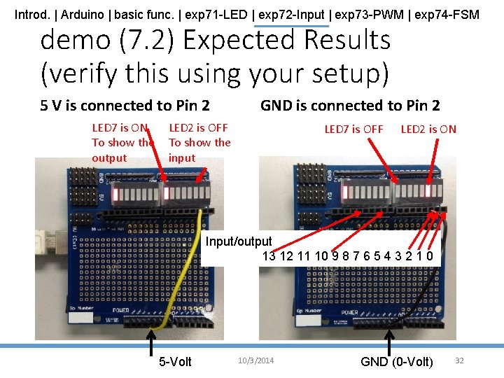 Introd. | Arduino | basic func. | exp 71 -LED | exp 72 -Input