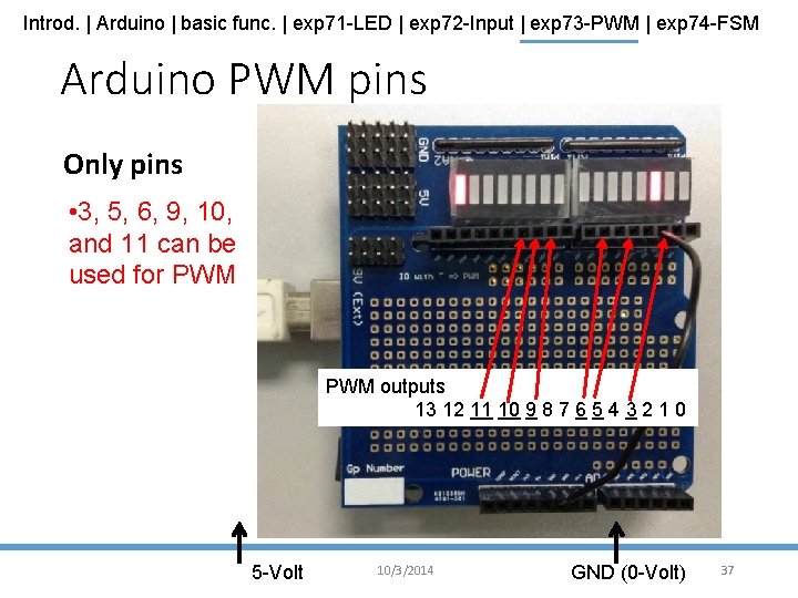 Introd. | Arduino | basic func. | exp 71 -LED | exp 72 -Input