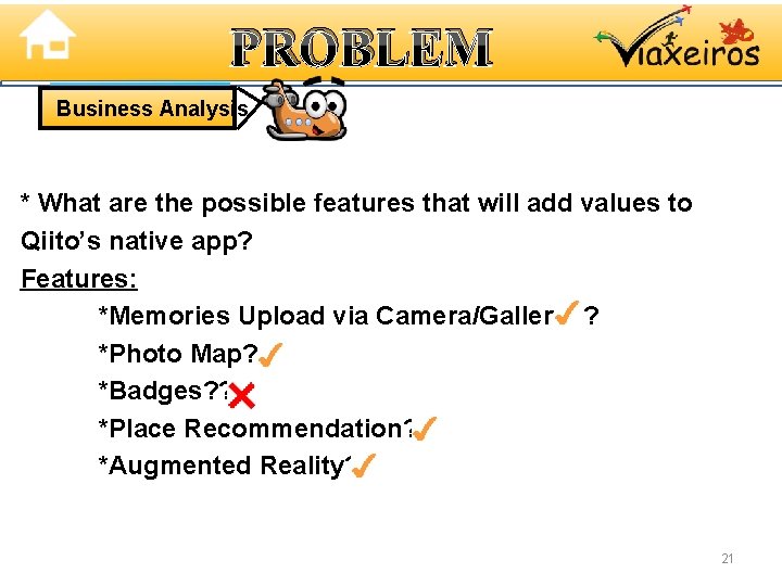 PROBLEM Business Analysis * What are the possible features that will add values to