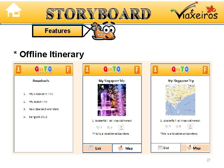STORYBOARD Features * Offline Itinerary 27 