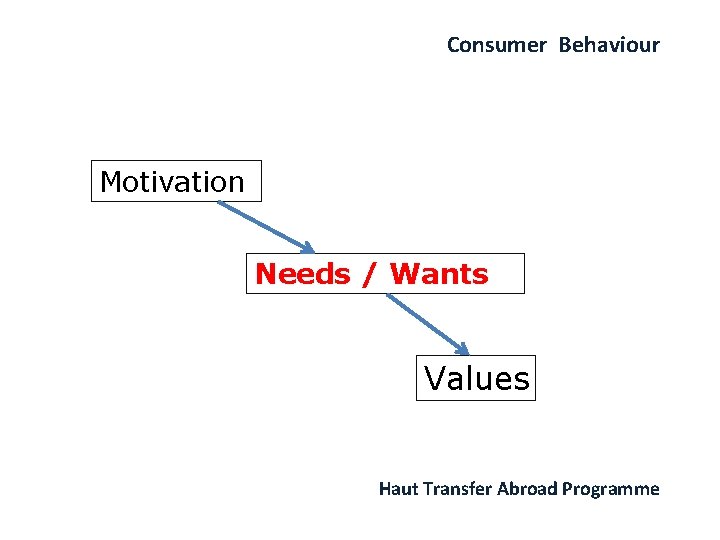 Consumer Behaviour Motivation Needs / Wants Values Haut Transfer Abroad Programme 