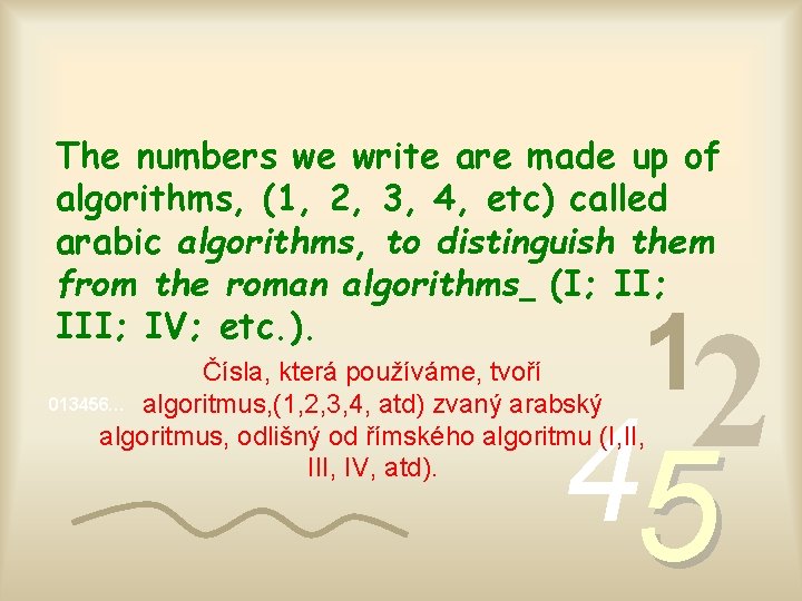 The numbers we write are made up of algorithms, (1, 2, 3, 4, etc)